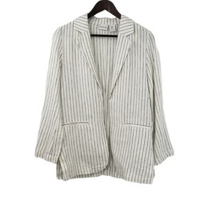 Rachel Zoe Linen Pinstripe Blazer – Old Money Coastal Nautical Resortwear XS